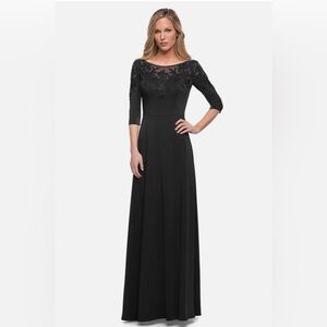 New La Femme Formal Embroidered Sparkle Illusion Gown (29227)